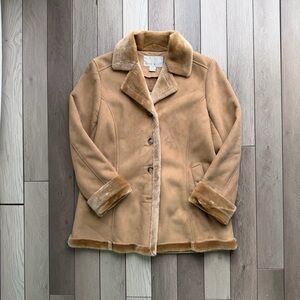 Nine West Vintage Faux Sheepskin Coat - Fawn | Size: Large
